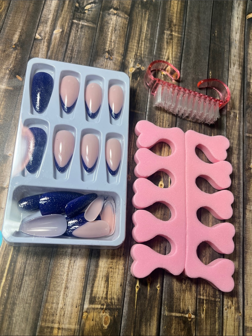 5for$10 Long Oval Nude Purple French Tips Press on Nails & Pink Nail Accessories